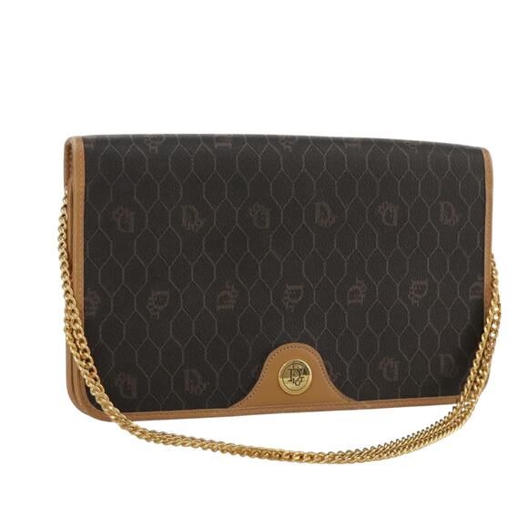 DIOR Honeycomb Canvas Chain Shoulder Bag Leather Black - Picture 1 of 16